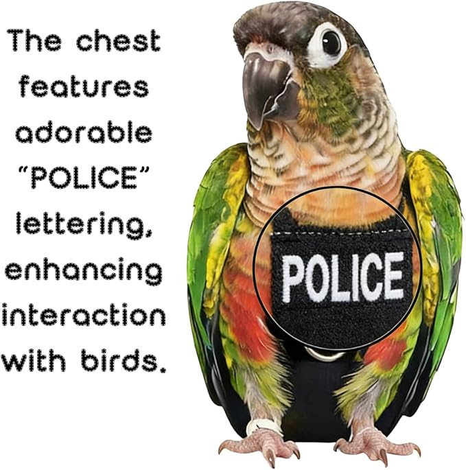 Bird Diaper Flight Suit, Cute Cosplay Parrot Clothes, Easy-to-Wear Washable Nappy, Durable Metal Ring Harness for Cockatiel, Conure, African Grey, Parakeet Outdoor Flying (Without Leash,XS)