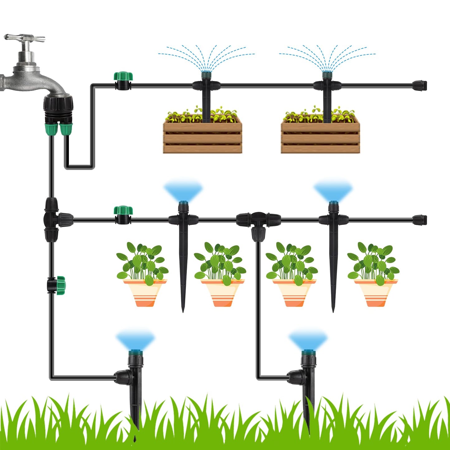 NRWRTY 1/4 Inch Drip Irrigation Shut Off Valves, 25 Pack 1/4" Drip Irrigation Valve, Flow Control Valves for Garden, Greenhouse, Lawn, Patio Drip Sprinkler System