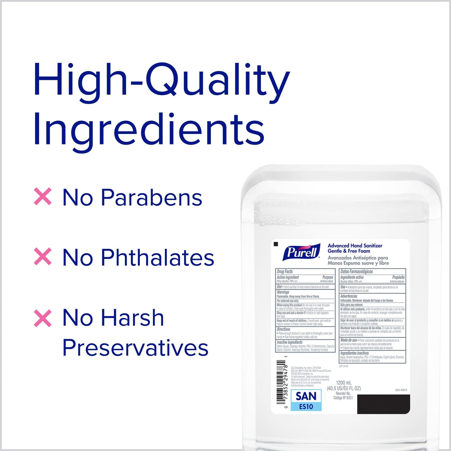 PURELL ES10 Sanitizer Starter Kit, Automatic Graphite Dispenser with 1200 mL PURELL Advanced Hand Sanitizer Foam Refill (Pack of 1) - 8353-1G
