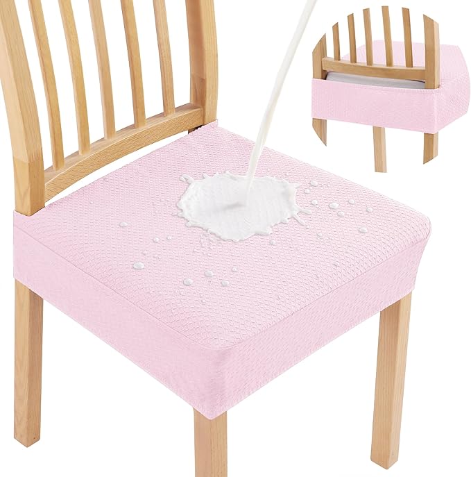Smiry Waterproof Seat Covers for Dining Room Chairs Set of 4, Stretch Jacquard