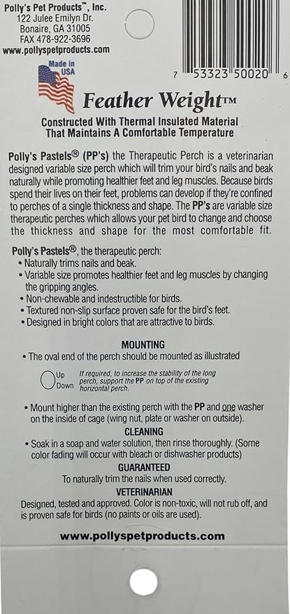Polly's Pastels Nail Trimming & Beak Conditioning Safety Perch for Cockatiels, Cockatoos, Macaws, Parakeets, Budgies, Parrots and All Other Birds (Coral, Large Long-1 1/2" Dia. x 14" Long)