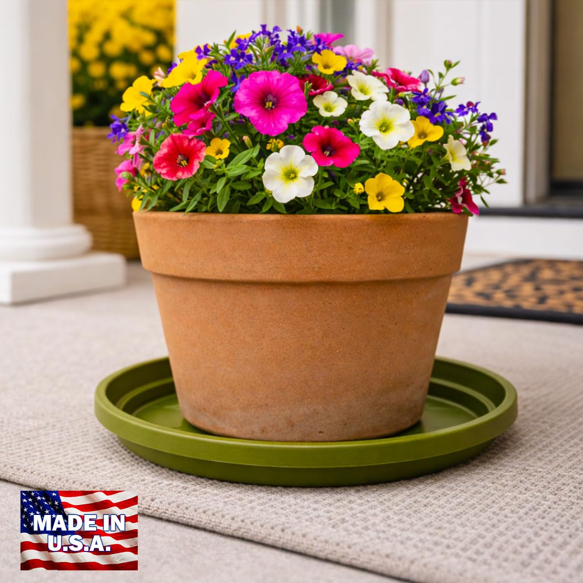 smart spring 10 Inch Plant Pot Tray USA Made – Durable Plastic Flower Pot Saucer – Plant Water Catcher for Indoor Outdoor Garden (6, Sagebrush Green)