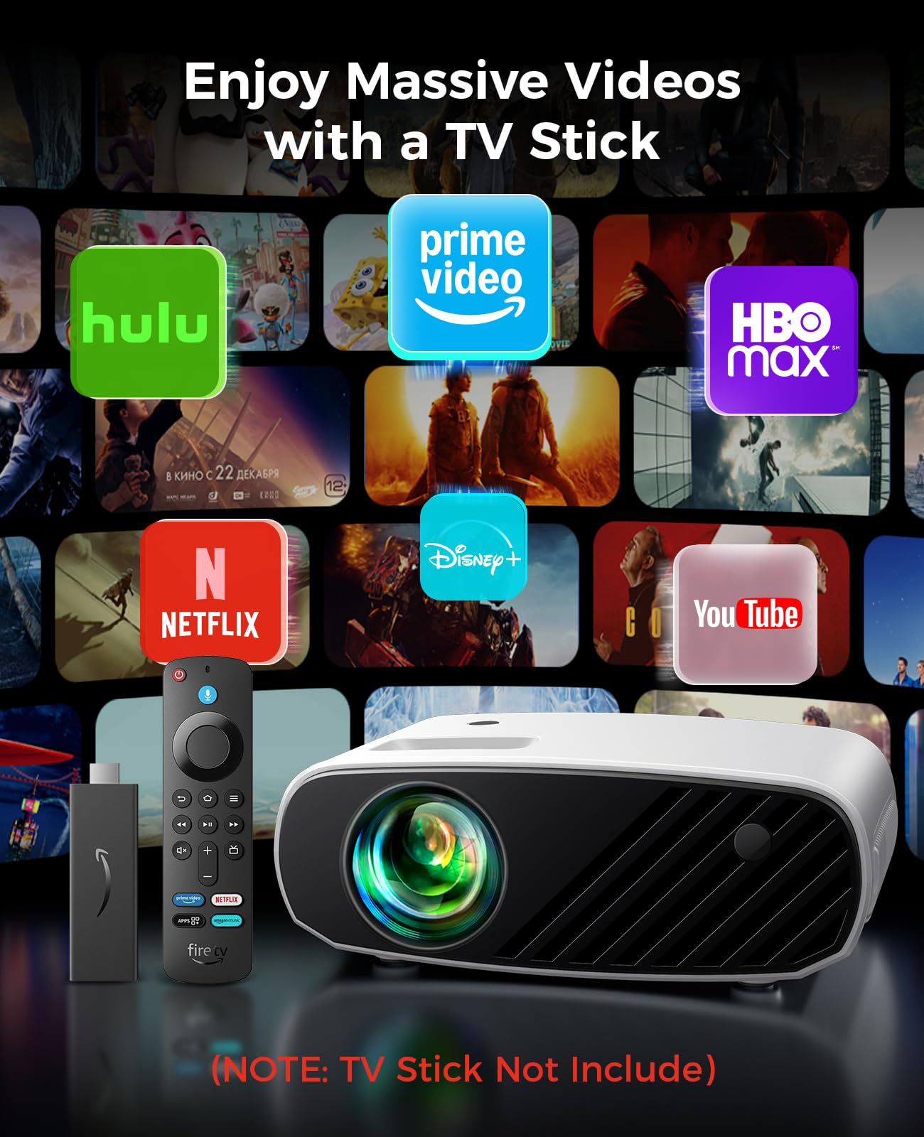Mini Projector for iPhone, ELEPHAS 2025 Upgraded 1080P HD Projector, 8000L Portable Projector with Tripod, Movie Projector Compatible with Android/iOS/Windows/TV Stick/HDMI/USB