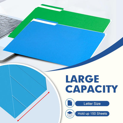 File Folder, PANDRI 220 Pack Colored File Folder, 1/3 Cut Tabs, Letter Size, Assorted 6 Colors Filing Folder for Office School Business