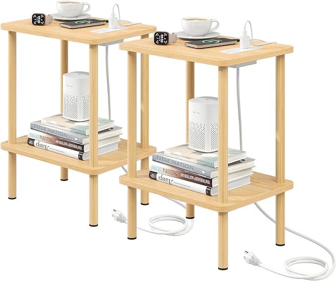 Apicizon 2 Tier End Table Set of 2, Small Side Table