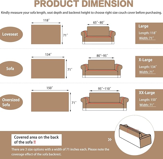 DREAMINGO Couch Cover for Sofa, Chenille Couch Cover Blanket, Washable Sofa