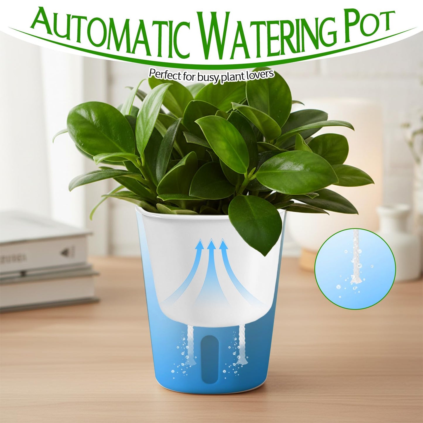 AOZUO 10 Sets 4" Self Watering Pots for Indoor Plants, Plastic Self Watering Planter Pots with Visual Water Level Clear Inner Cup and Multiple Vents for House Plants, Flowers, African Violets