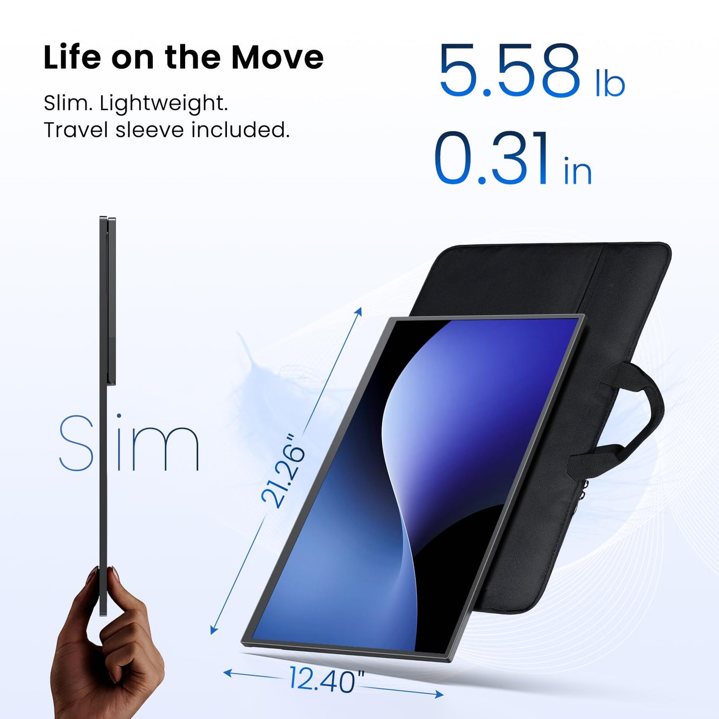 UPERFECT Wireless Portable Monitor with Battery 10000mAh, 23.8" 1080P FHD 100Hz 145% sRGB QLED Gaming Monitor with Stand, Bag & VESA, Large Second Screen for Laptop, Computer, Phone, Game Consoles