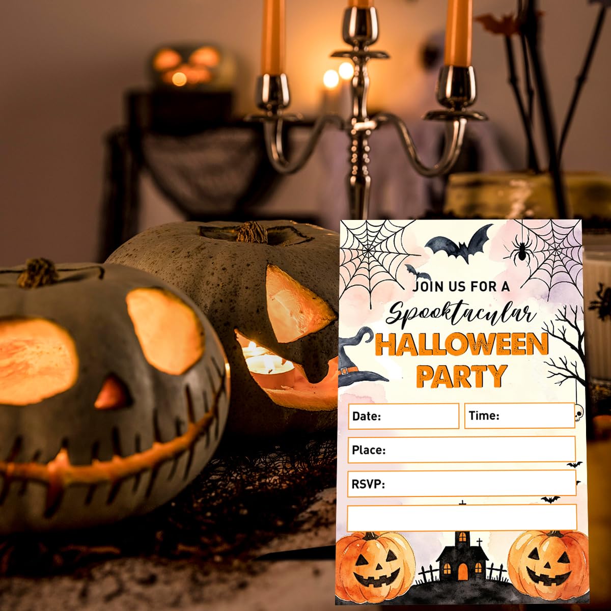 UDNADKEX Halloween Costume Party Invitations Set of 20, 4"x6" Invites Card