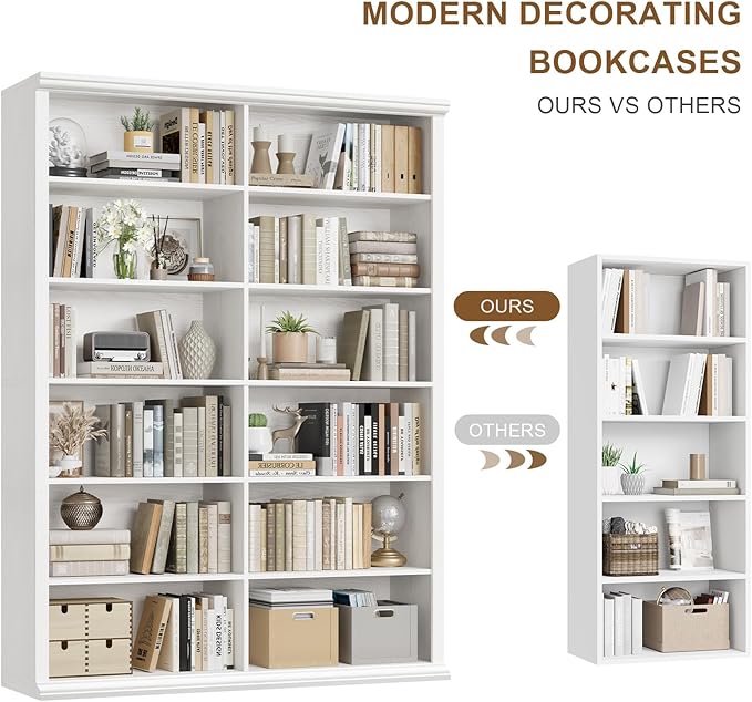 Rresyet 71.8" L *47.2“W Wooden Bookcase and Bookshelf – Extra Large Bookshelf