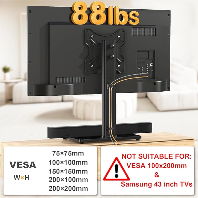 TVON Universal TV Stand Base, Swivel Table Top TV Stand