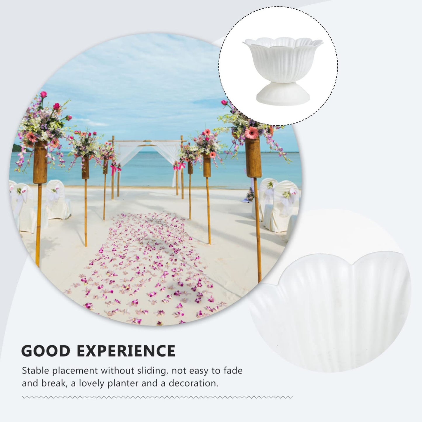 Yardwe European Style Planter White Plastic Flower Pot 7.08X5.31X4.72 Inch Waterproof Home Decor Wedding Party Tabletop Vase