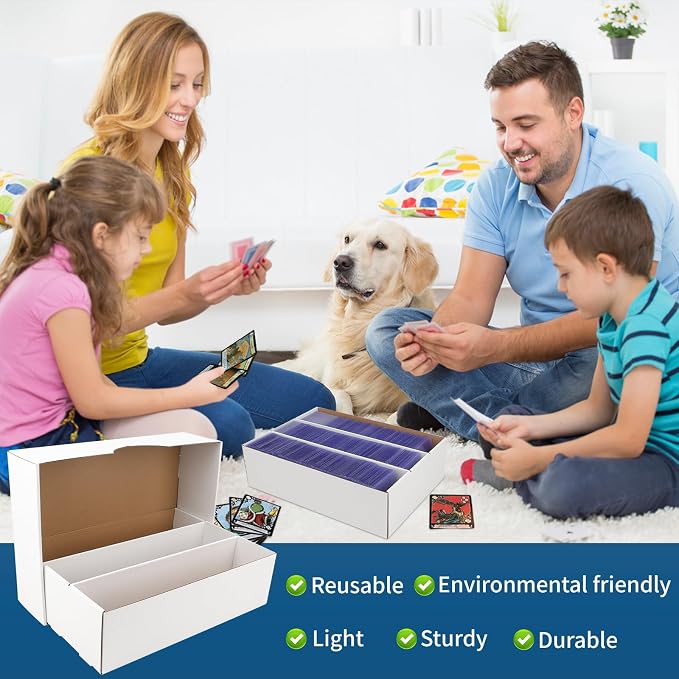 6 Pack Trading Card Storage Box, 2340 Count Card Storage Box White Sports Cards Storage Box Card Organizer Box Bulk Cardboard Card Storage Trading Card Box for Organizing Soccer Basketball Game Cards