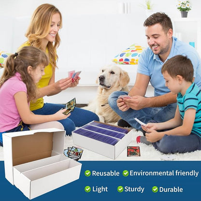 6 Pack Trading Card Storage Box, 2340 Count Card Storage Box White Sports Cards Storage Box Card Organizer Box Bulk Cardboard Card Storage Trading Card Box for Organizing Soccer Basketball Game Cards