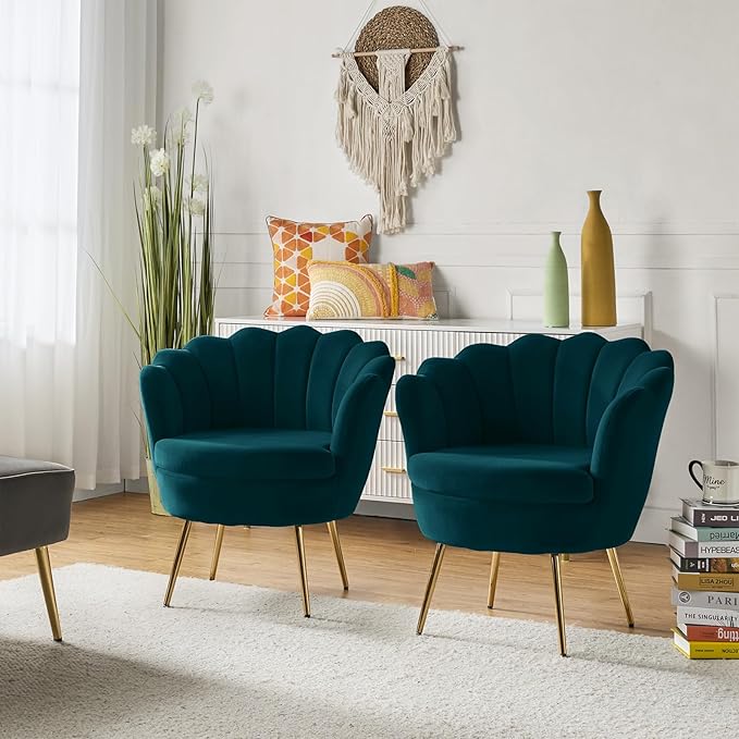 HULALA HOME Modern Velvet Accent Chairs Set of 2