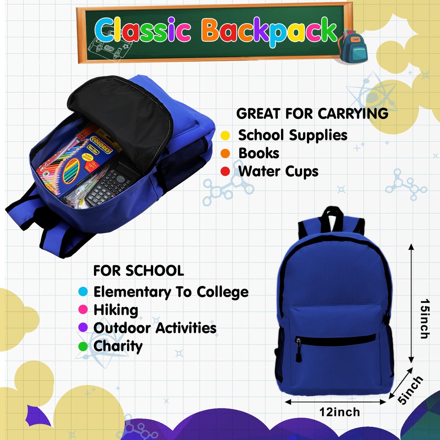 Gilprop 81 Pcs School Supply Kit with Backpack Back to School Supplies Bundle Bulk School Essentials for Elementary Middle High School Students Includes Folders Notebooks Pencils and More(Blue)