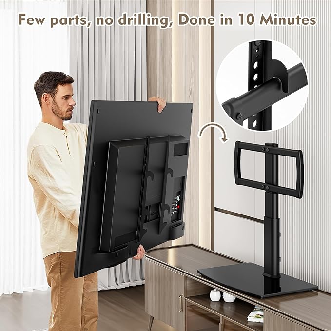 Universal Swivel/Table Top TV Stand 27 to 60 inch TVs 80 Degree Swivel