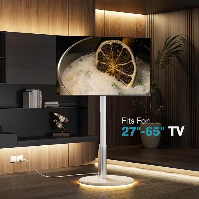 Floor Mobile TV Stand with Power Outlet, Rolling TV Cart