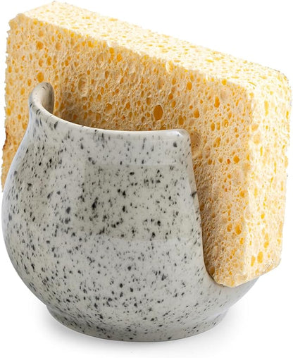 Sponge Holder for Kitchen Sink, Ceramic Dish Sponge Dish Rack Scrubby Caddy