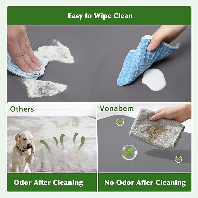 Vonabem Outdoor Waterproof Dog Bed Washable, Extra Large XL Pet beds 44 inch, Cooling Wipeable Leather Anti-Slip Kennel Pads with Removable Cover Reversible, 44"x32" Grey