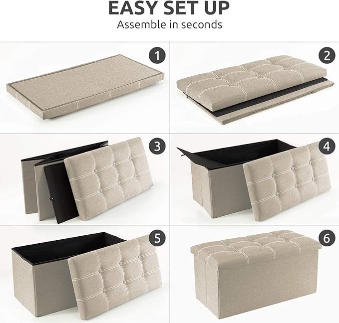 YOUDENOVA 30 inches Folding Storage Ottoman, Ottoman
