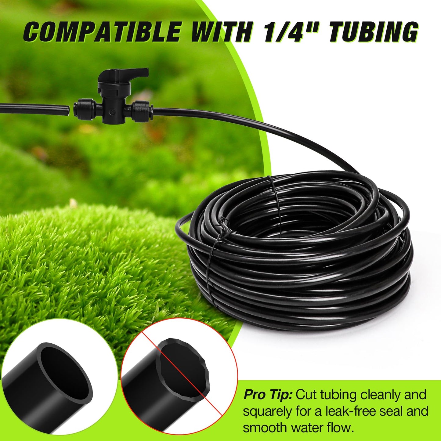 Bonviee 1/4 Inch Push-to-Connect Valves, 12 Pack – On/Off Flow Control for Drip Irrigation in Garden, Lawn, Greenhouse