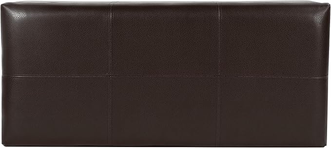 HomePop Espresso Faux Leather Storage Cocktail Bench