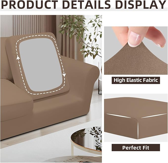 Easy-Going 7 Pieces Stretch Couch Cover Washable Sofa Cover Set
