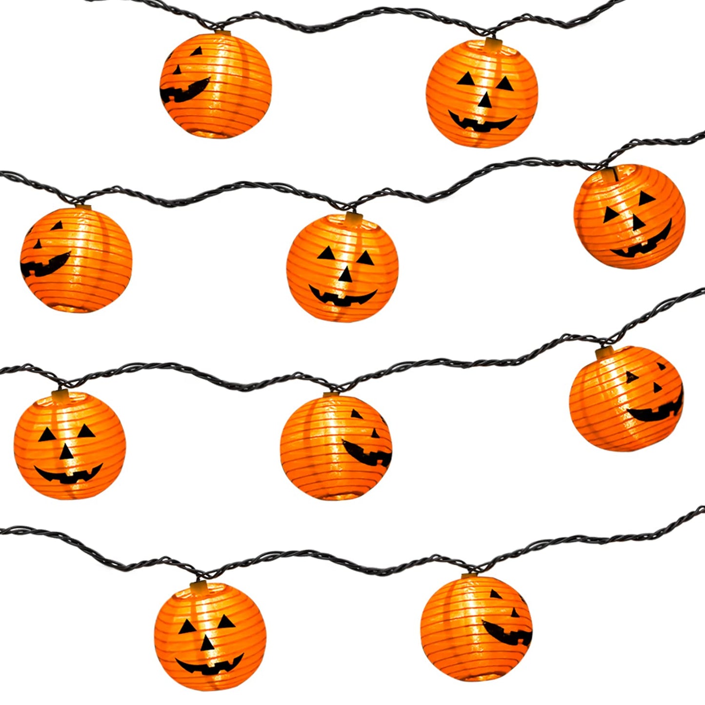PASUTO Halloween Decorations Light Halloween Pumpkin Lantern String Lights, 10 Pack Jack O Lanterns Pumpkins Lights Plug in, 8.5FT Mini Pumpkin Light Connectable Indoor/Outdoor Halloweens Decorations