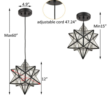 DANSEER Seeded Glass Shade Industrial Moravian Star Light Pendant Lighting