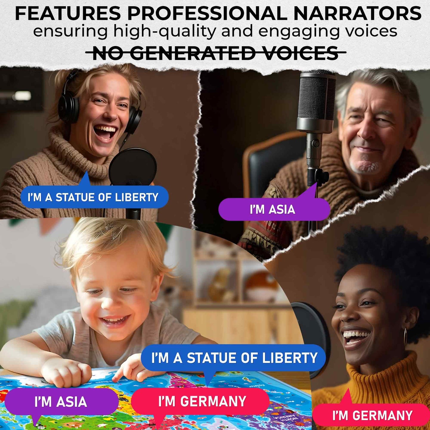 QUOKKA Educational Toys for Kids 5-7 Year Old - World Map Learning Wall Chart for Toddlers Age 3 4 6+ - Interactive Speech Therapy Poster Boy Girl - Autism Puzzle Game 8-10-12