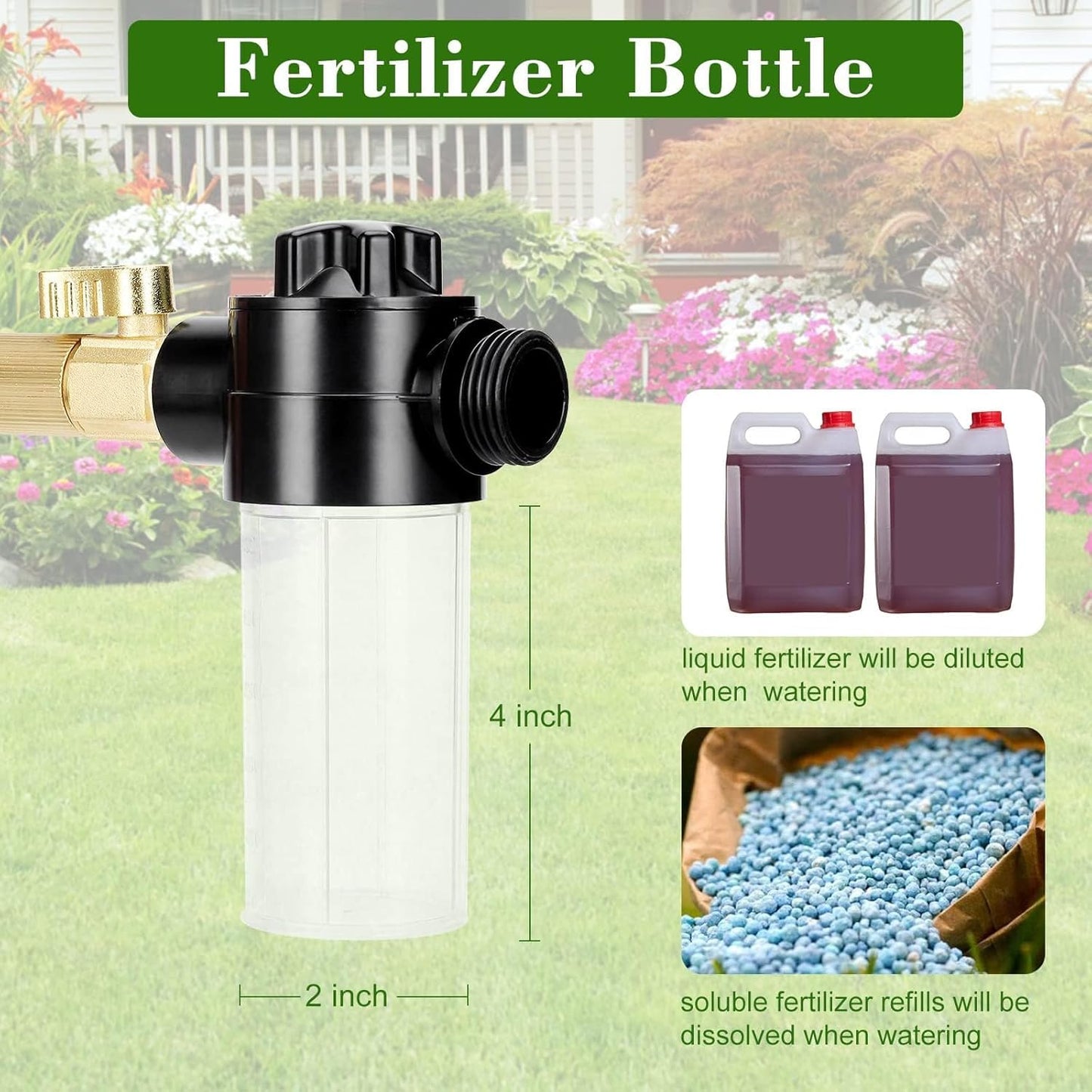 Caulimo Deep Root Watering Tool for Trees, Tree Watering Spike with Fertilizer Bottle, Stainless Steel Root Feeder for Garden, Orchard & Shrubs, Tree Irrigation System with Brass Valve, T-Handle