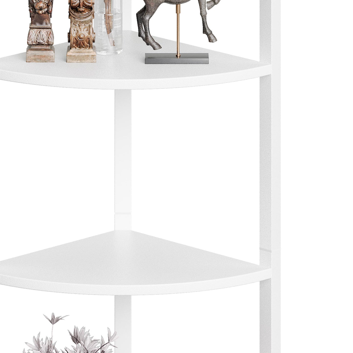 IRCPEN 6 Tier Corner Shelf 63.1" Tall Corner Shelves Stand Ladder Shelf Metal Standing Bookshelf Organizer Display Rack Bookcase Plant Stand Industrial Rustic for Living Room Bedroom White CS-001W1