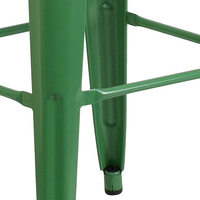 Flash Furniture Lily 4 Pack Commercial Grade 30" High Backless Green Metal