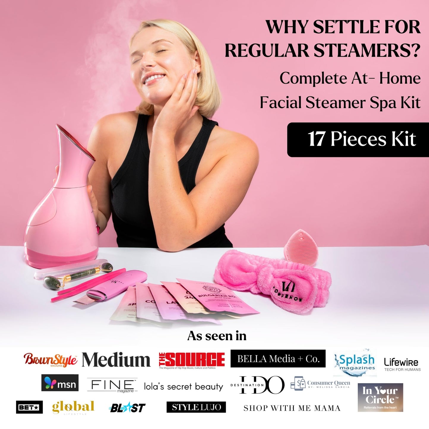 Facial Steamer Spa Kit with Complimentary 6 Skin Care Tools | Face Steamer for Facial Deep Cleaning with Towel Warmer & Humidifier Mode| Self Care Gifts for Women, Spa Gifts, Birthday Gifts for Women
