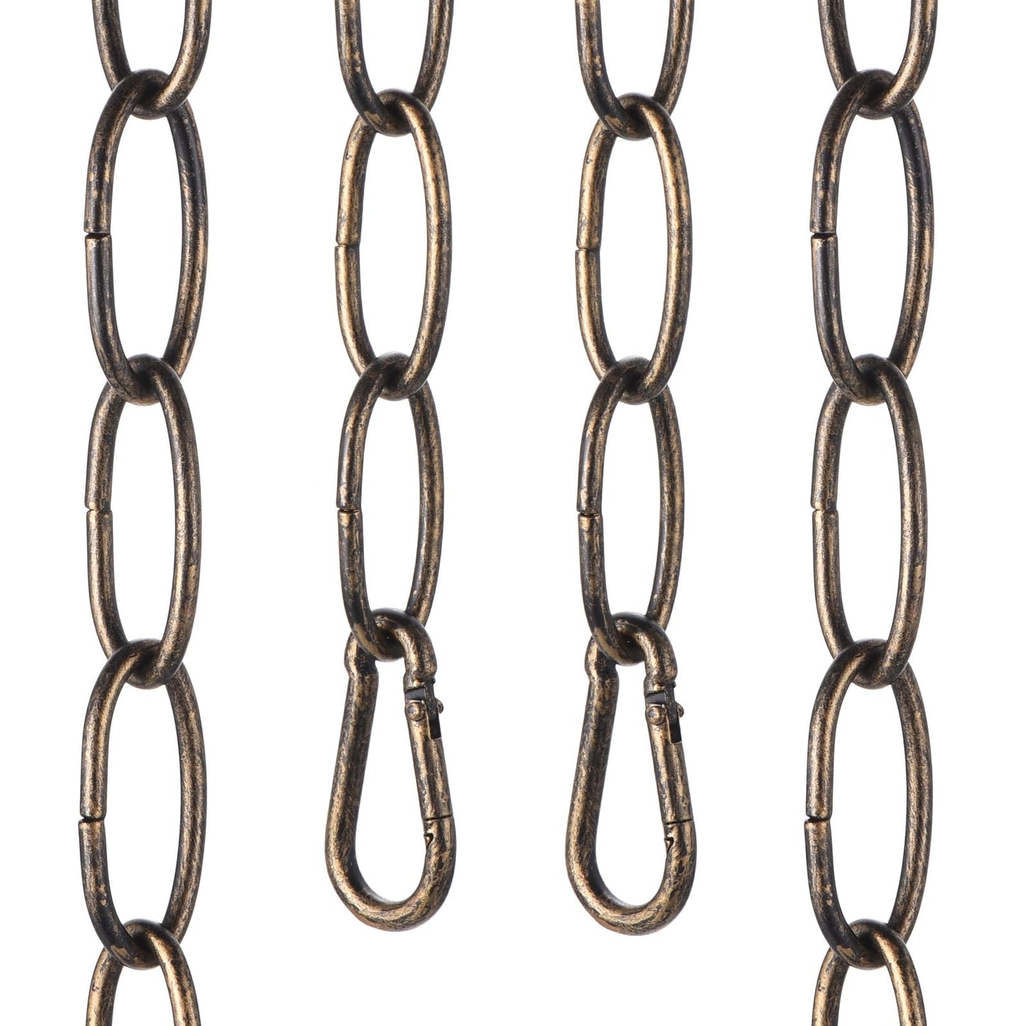 uxcell 7ft Lighting Hanging Chain, 2.8mm/0.11" Looping Metal Pendant Chandelier Chain Extension with 2 Spring Snap Hook for Hanging Plant Pendant Chandelier Light Fixture, Golden
