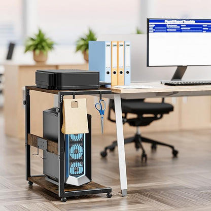 JANE EYRE Computer Tower Stand - Adjustable PC Tower Stand with Charging Station CPU Holder with Wheels for Home Office Gaming, Upgraded Large Size 25.9" to 34.9" Height