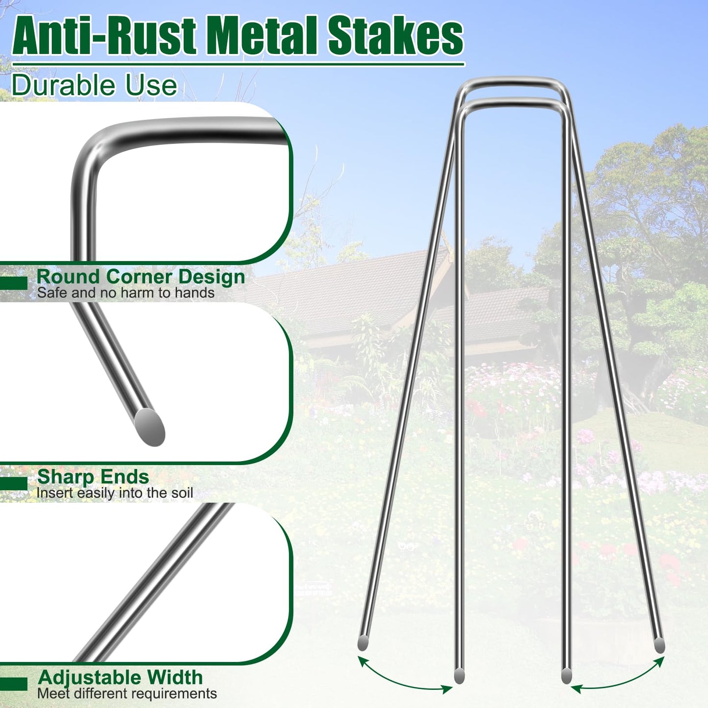 12 Inch Galvanized Landscape Staples Stakes, 25/50/100/200pcs Garden Metal Stakes for Weed Barrier Fabric, Fence Stakes, Tent Stakes, Christmas Decorations (100pcs)