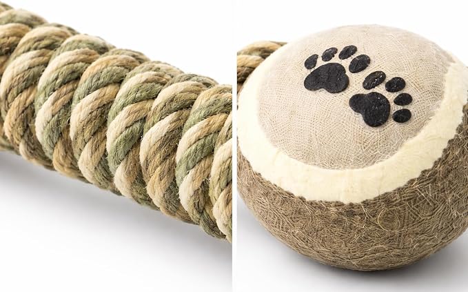Dog Rope Toy (Pack of 2) with Tennis Balls – Durable Cotton Tug of War Dog Toy for Small, Medium & Large Dogs – Interactive Chew Rope Toy for Aggressive Chewers