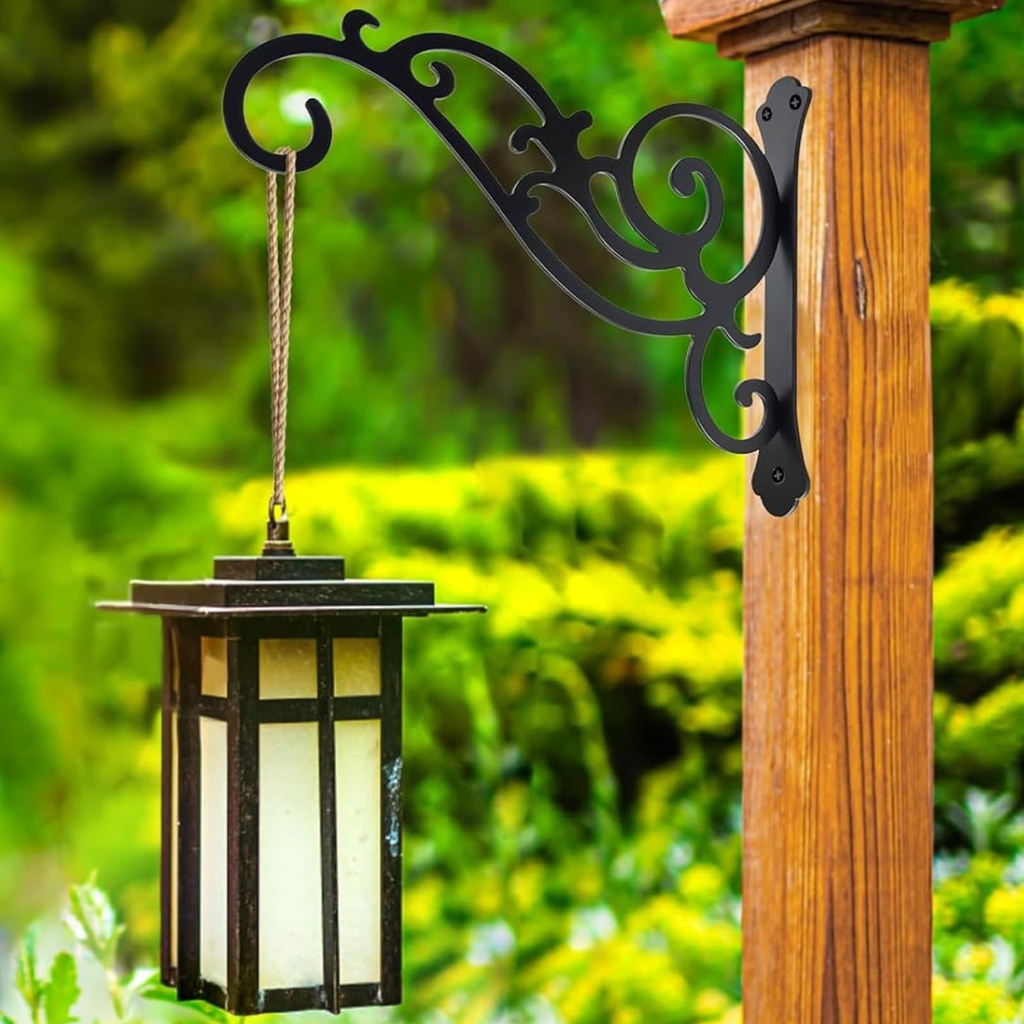 Yaostepqi 2 Pcs Hanging Plant Bracket Wall Hook Hanging Plant Brackets 12-Inch Black Iron Plants Indoor/Outdoor Planter Hangers Hooks for Hanging Lanterns,Bird Feeders,Wind Chimes