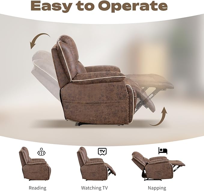 EBELLO Faux Leather Manual Recliner Sofa Set, 1 Seat Reclining Chair and a 3