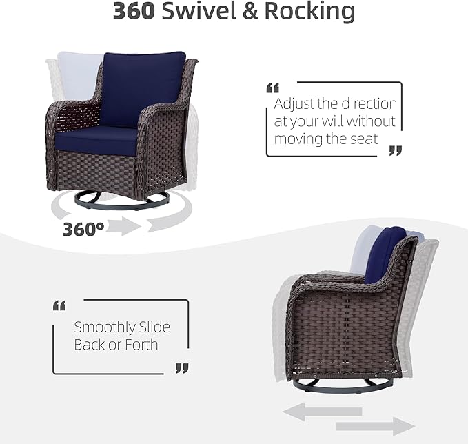 Towallmark Outdoor Swivel Wicker Glider Patio Chairs