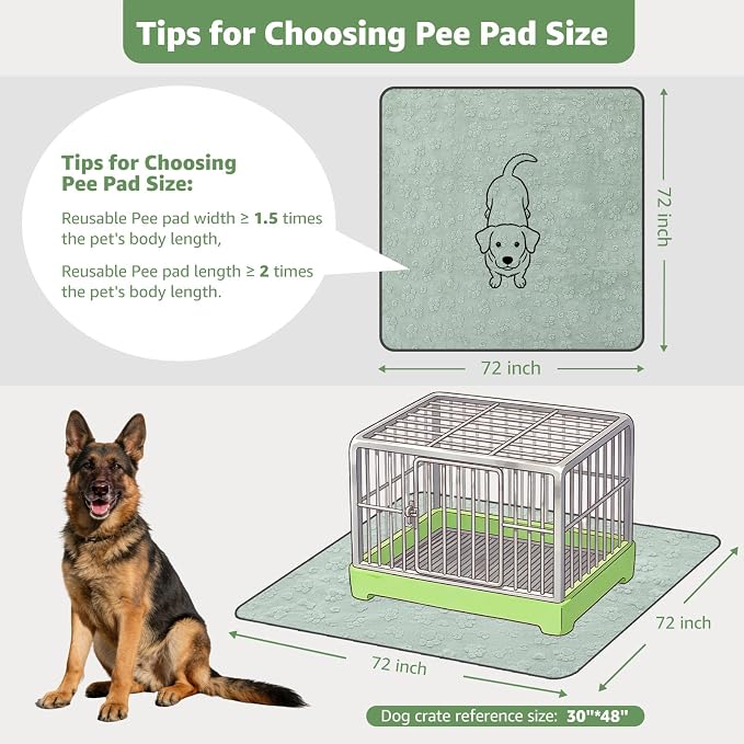 LOOBANI Washable Pee Pads for Dogs: 72"x72" Super Absorbent Reusable Dog Pee Pads Extra Large, Waterproof and Leakproof Whelping Pad for Potty Training, Playpen, Crate,Floor and Bed