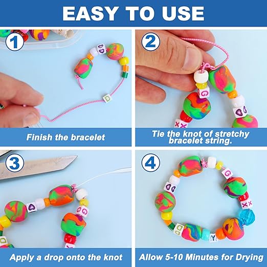 Meuvcol Jewelry Bracelet Glue for Elastic String Knot, Punctuation Beads