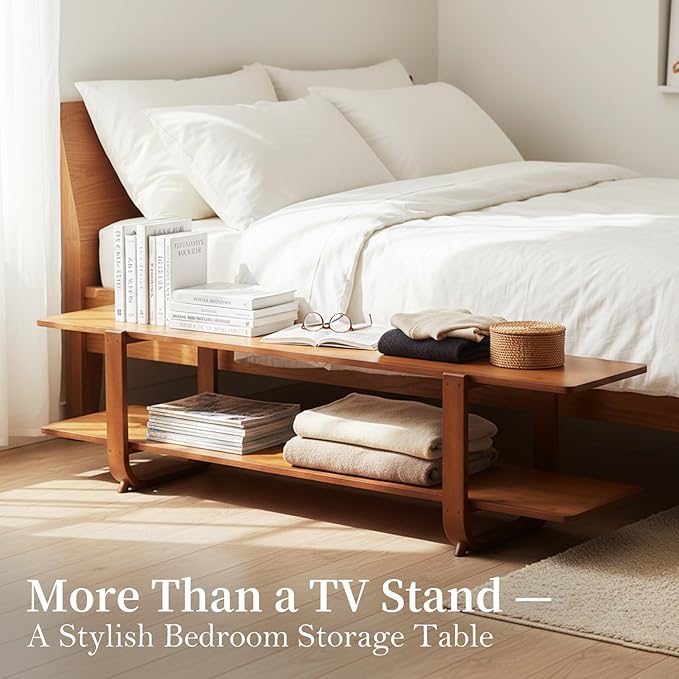 Tiita TV Stand with Storage for TVs up to 65'', Bamboo TV Console Entertainment
