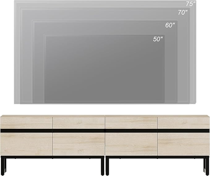 WAMPAT Modern TV Stand for 50-75 Inch TVs, Wood Entertainment Center