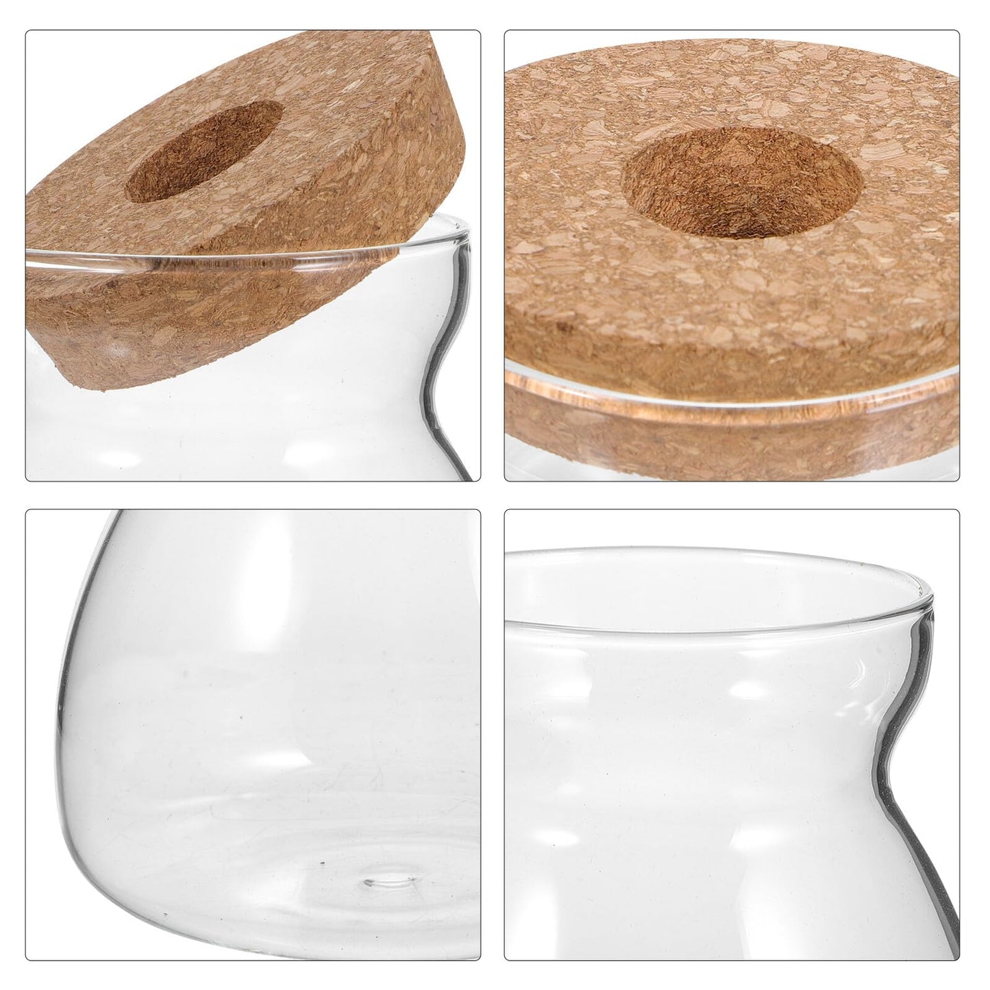 IDEANATEGRATE Glass Plant Jar Hole Lid Micro Landscape Terrarium Container Hydroponic Vases for Desktop Gardening Glass Ecosystem Container (Size)