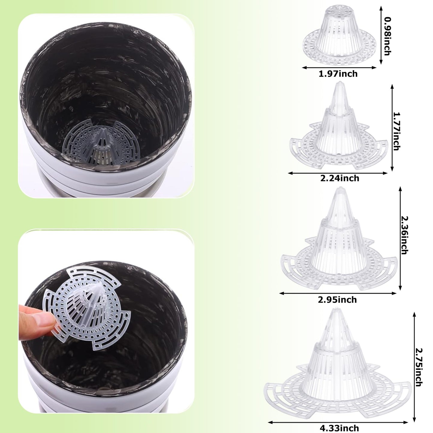 CoscosX 40 Pieces Upgraded Cone Flower Pot Hole Mesh Pad DIY Planter Bottom Grid Mat Mesh Hole Screens for Keeping Soil from Flowing- Breathable Gasket-Drainage Netting for Bonsai,4 Sizes