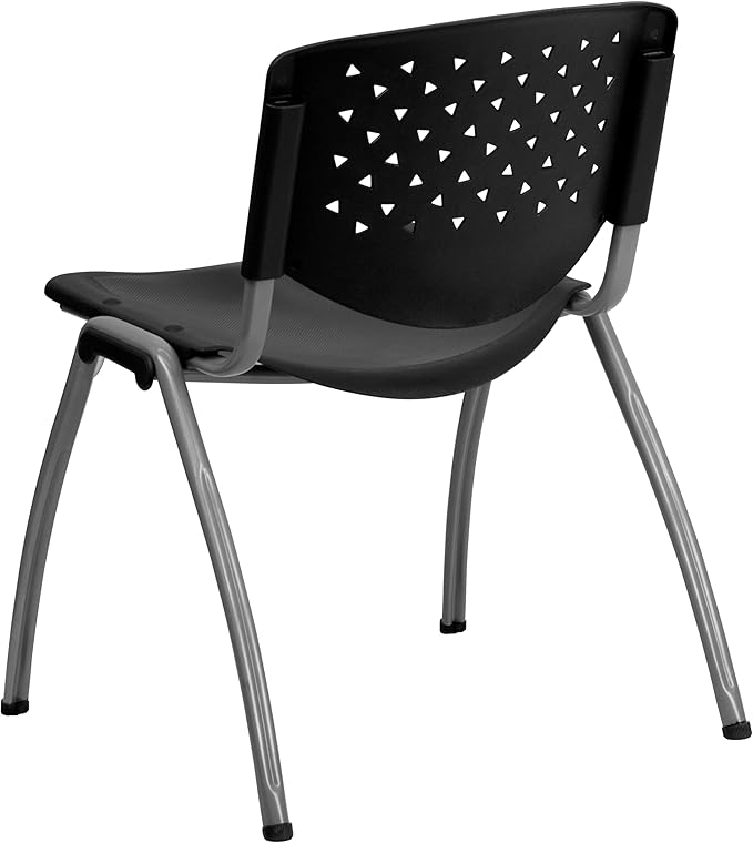 Flash Furniture HERCULES Series 880 lb. Capacity Black Plastic Stack Chair