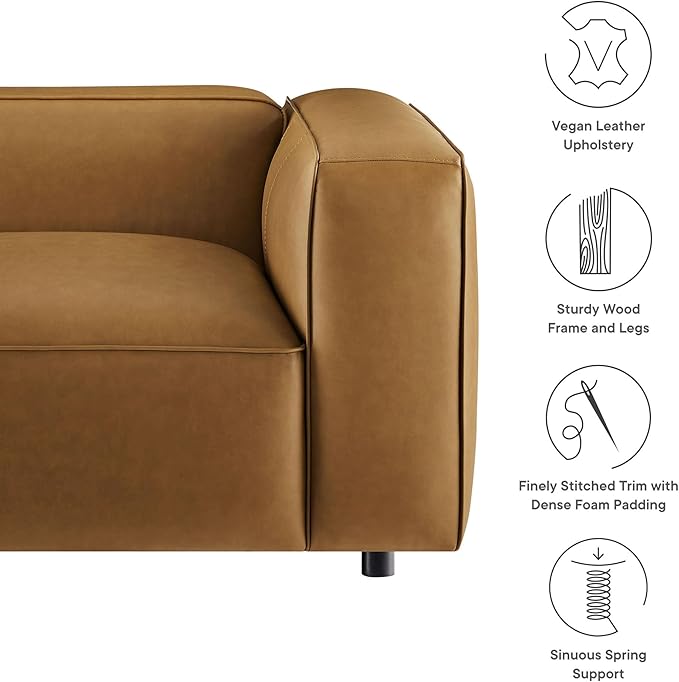 Modway Auren Vegan Leather Right Modular Armchair in Camel